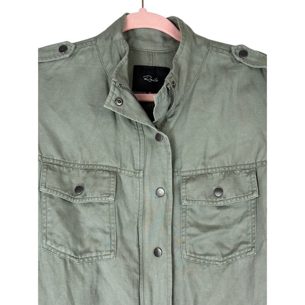 Rails Collins Sage Green Utility Linen Blend Long Sleeves Fall Jacket Size XS - Picture 2 of 10